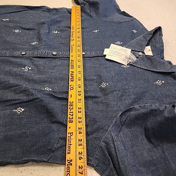 NWT Quacker Factory Womens Denim  Cotton Blend Long Sleeve Embellished Blouse 2X - Picture 6 of 8